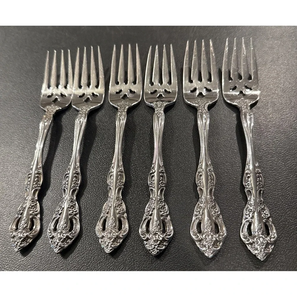 Oneida Michelangelo Heirloom Cube Salad Forks‎ Fork Set Of 6 Stainless Flatware
